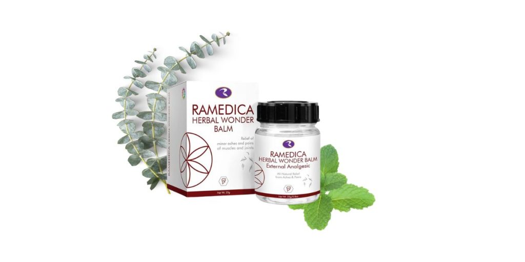 Ramedica Herbal Wonder Balm with eucalyptus leaves and peppermint sprigs